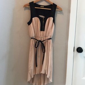 Faux Leather Flowy High-Low Cocktail Dress